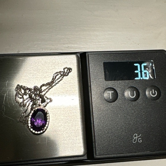925 Sterling Silver Necklace Prong Set Purple Amethyst 3.6 Grams 5427 R - Picture 8 of 10